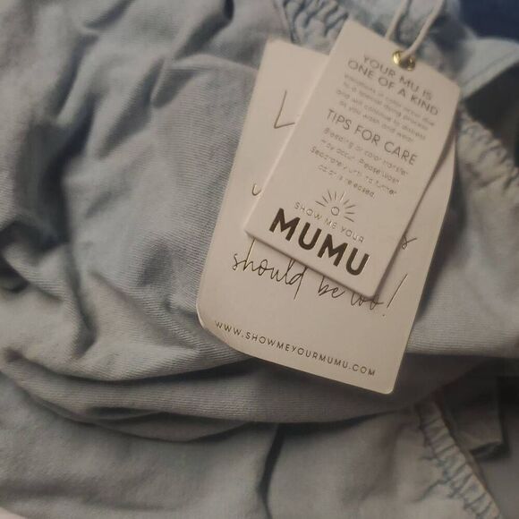 Show Me Your Mumu NWT Women's denim chambray london lace up dress Size Small - Picture 4 of 4